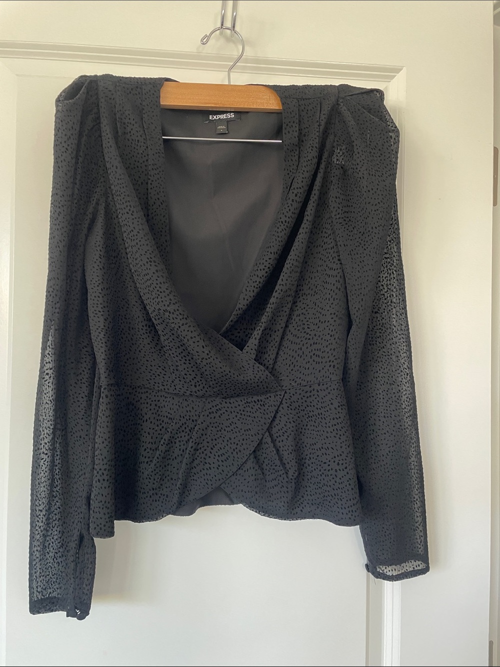 Express Black Textured Wrap Blazer